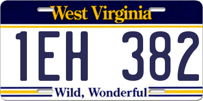 WV license plate 1EH382