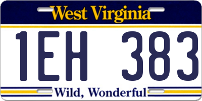 WV license plate 1EH383