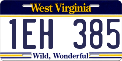 WV license plate 1EH385