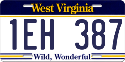 WV license plate 1EH387