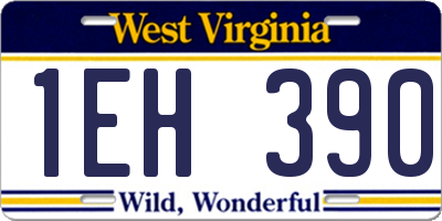 WV license plate 1EH390