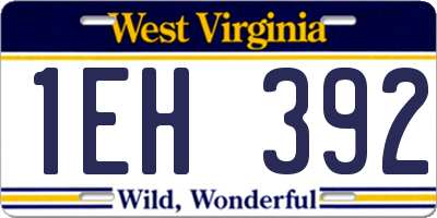 WV license plate 1EH392