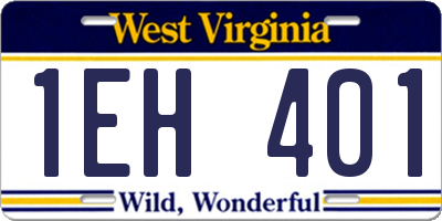 WV license plate 1EH401