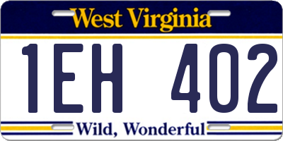 WV license plate 1EH402