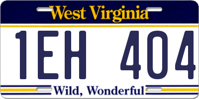 WV license plate 1EH404