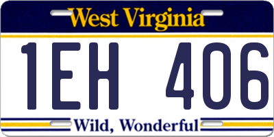 WV license plate 1EH406
