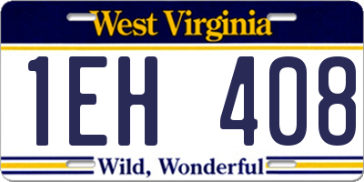 WV license plate 1EH408