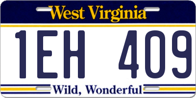WV license plate 1EH409