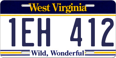 WV license plate 1EH412