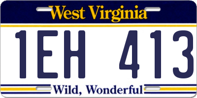 WV license plate 1EH413
