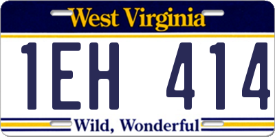 WV license plate 1EH414