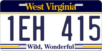 WV license plate 1EH415