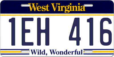 WV license plate 1EH416