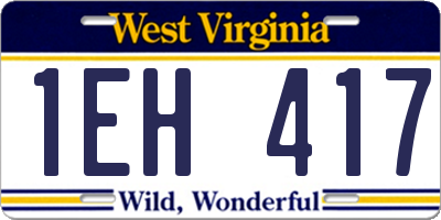 WV license plate 1EH417