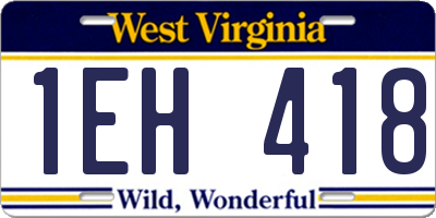 WV license plate 1EH418