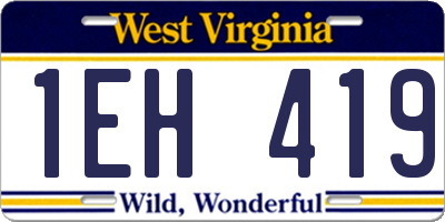 WV license plate 1EH419