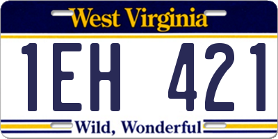 WV license plate 1EH421