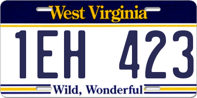 WV license plate 1EH423