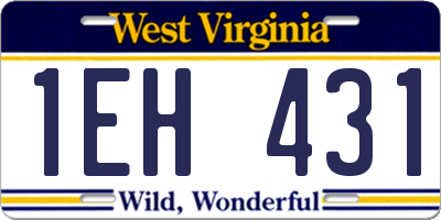 WV license plate 1EH431