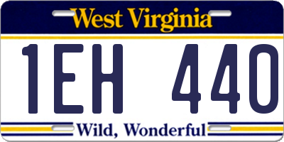 WV license plate 1EH440