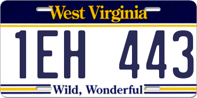 WV license plate 1EH443