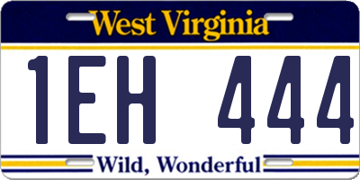 WV license plate 1EH444