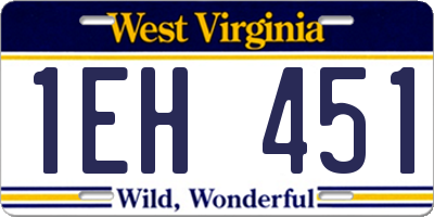 WV license plate 1EH451
