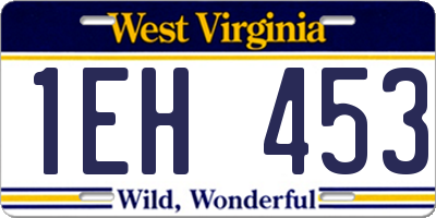 WV license plate 1EH453