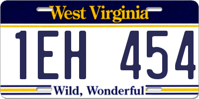 WV license plate 1EH454