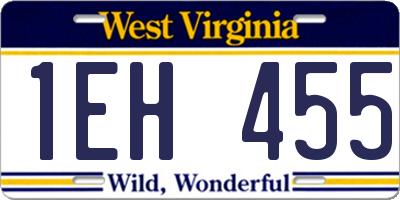 WV license plate 1EH455