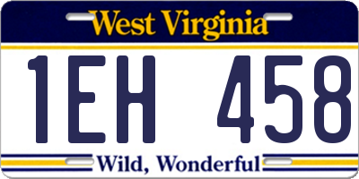 WV license plate 1EH458
