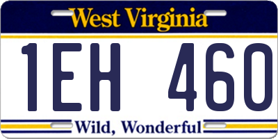 WV license plate 1EH460