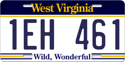 WV license plate 1EH461