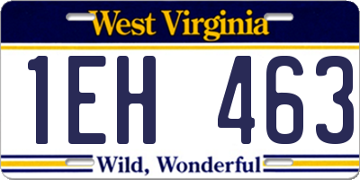 WV license plate 1EH463