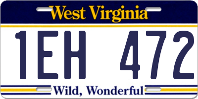 WV license plate 1EH472