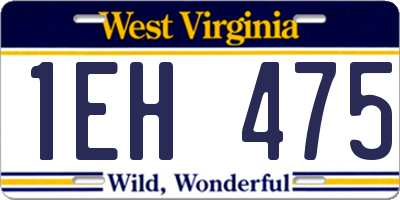 WV license plate 1EH475