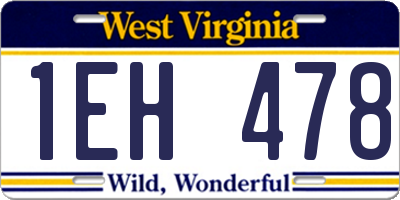 WV license plate 1EH478
