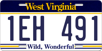 WV license plate 1EH491