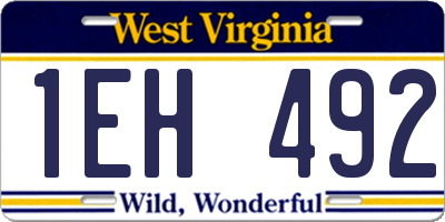 WV license plate 1EH492