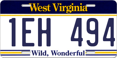 WV license plate 1EH494