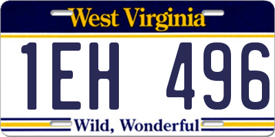 WV license plate 1EH496