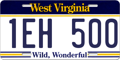 WV license plate 1EH500