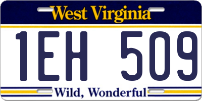 WV license plate 1EH509