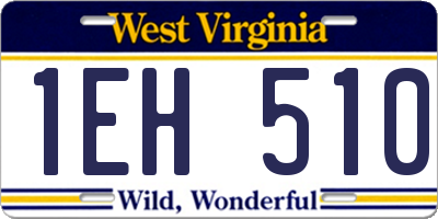 WV license plate 1EH510