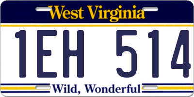 WV license plate 1EH514