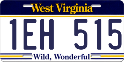 WV license plate 1EH515