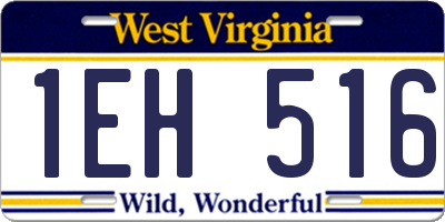 WV license plate 1EH516