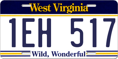 WV license plate 1EH517