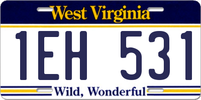 WV license plate 1EH531