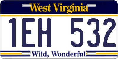 WV license plate 1EH532